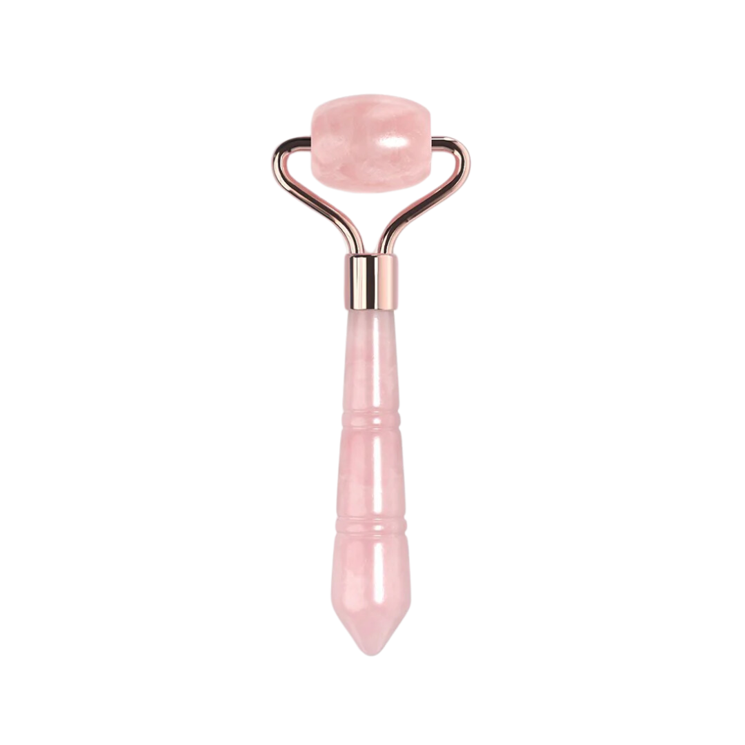 Astrid - Rose Quartz Facial Roller for massaging the sensitive area around eyes and for improving appearance of skin in light pink color