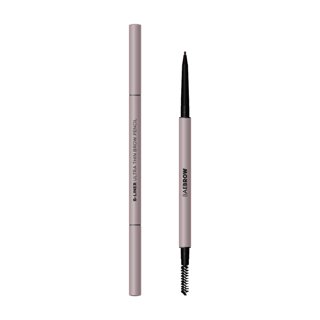 Ultra-thin, retractable brow pencil for defining, filling in, and drawing hair-like strokes with precision and ease.