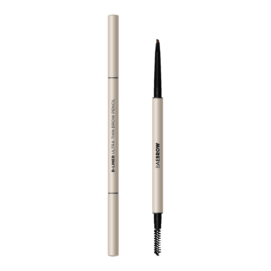 Ultra-thin, retractable brow pencil for defining, filling in, and drawing hair-like strokes with precision and ease.