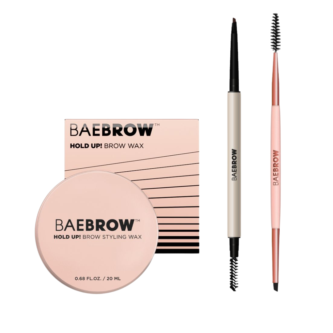 HOLD UP! a transparent, non-sticky styling wax that allows for customizable eyebrow styling, without any stiffness! Lift, groom, and sculpt your brows into place with just a few upward strokes to get those fluffy brows.