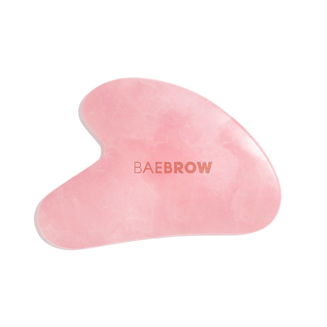 Rose Quartz Gua Sha Sculpt Tool for lifting and contouring face muscles reducing wrinkles and stimulating lymphatic drainage in light pink color 