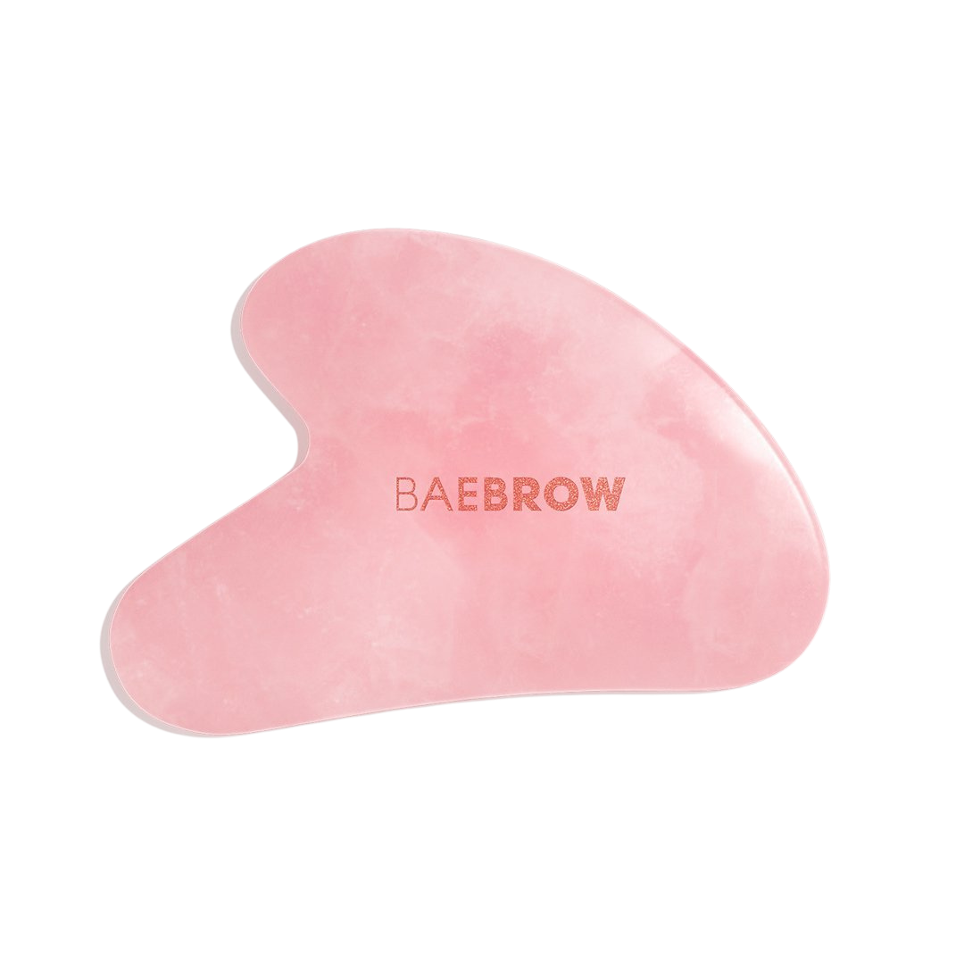 Rose Quartz Gua Sha Sculpt Tool for lifting and contouring face muscles reducing wrinkles and stimulating lymphatic drainage in light pink color