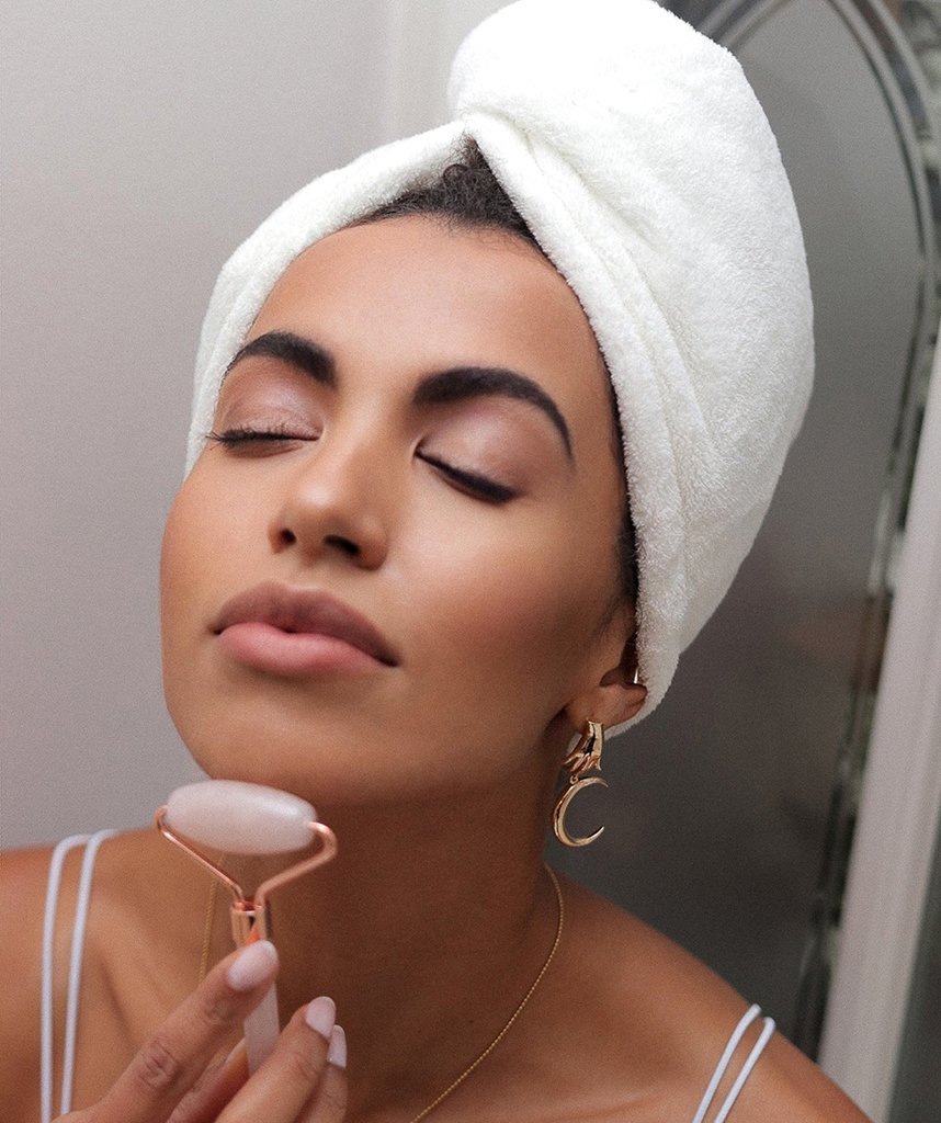 The BAEBUN Embroidered Hair Towel for cutting the drying time by half, gentle on the hair, lightweight and comfortable, easy to wash in white color