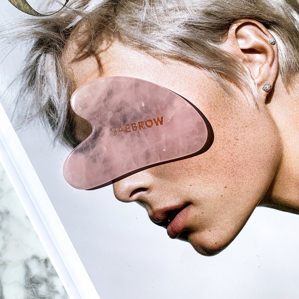 Rose Quartz Gua Sha Sculpt Tool for promoting blood circulation, improving fine lines and wrinkles and relieving tension from muscles, face scrapping technique