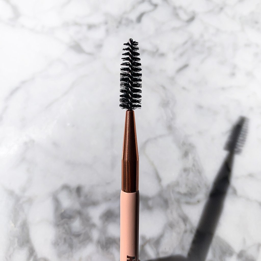 Dual Ended Angled Brush - BAEBROW Double-sided high quality brush, spoolie for blending color products, brush through brows, creating fluffier, fuller and natural looking eyebrows