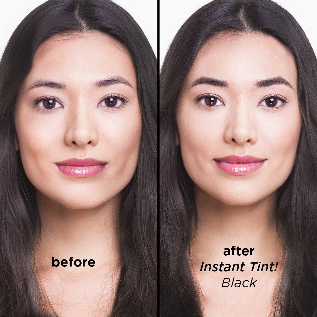 Instant tint eyebrow dye no mixing natural effect in black color easy and quick application before and after