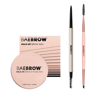 HOLD UP! a transparent, non-sticky styling wax that allows for customizable eyebrow styling, without any stiffness! Lift, groom, and sculpt your brows into place with just a few upward strokes to get those fluffy brows.