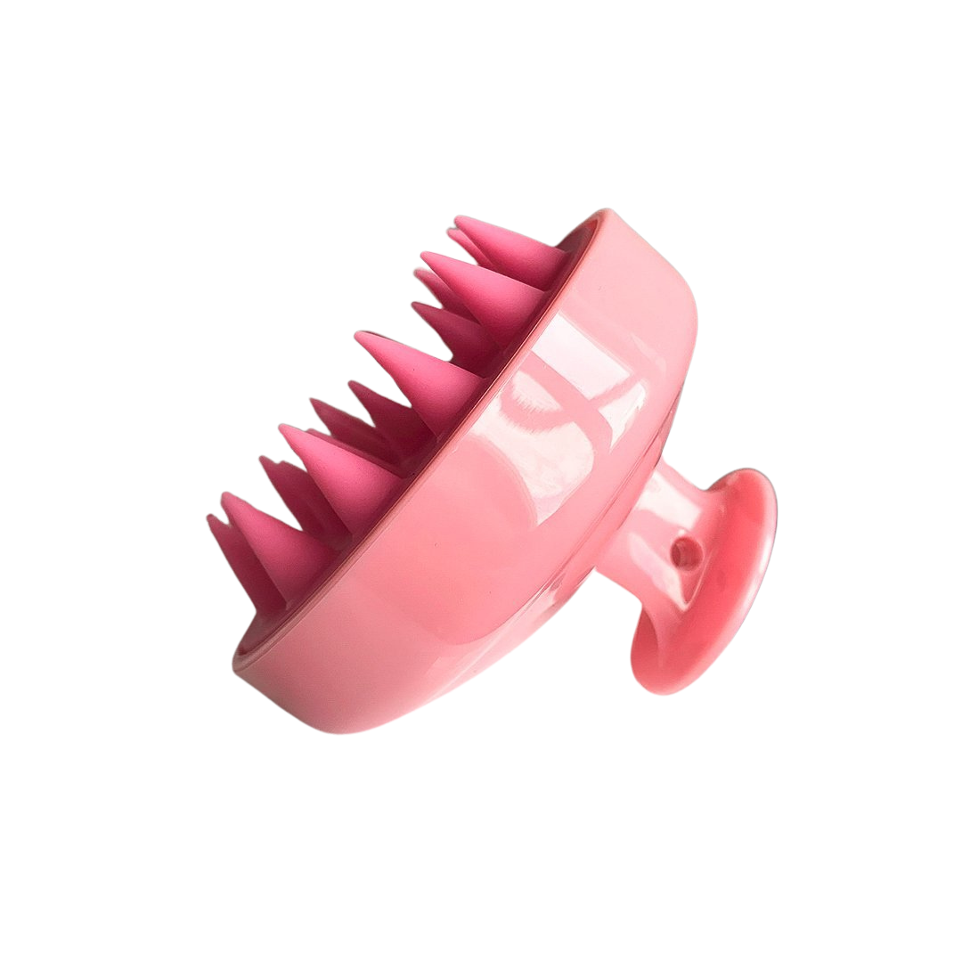 Scalp Massager Scrubber Brush for stimulating, exfoliating the scalp and increasing circulation for better hair growth, comfortable grip handle, suitable for all hair types in pink color 