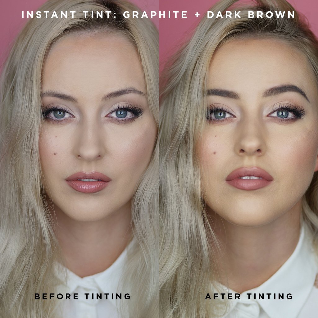 Instant tint bundles for eyebrow tinting in graphite + dark brown colors gentle formula long-wear comparison 