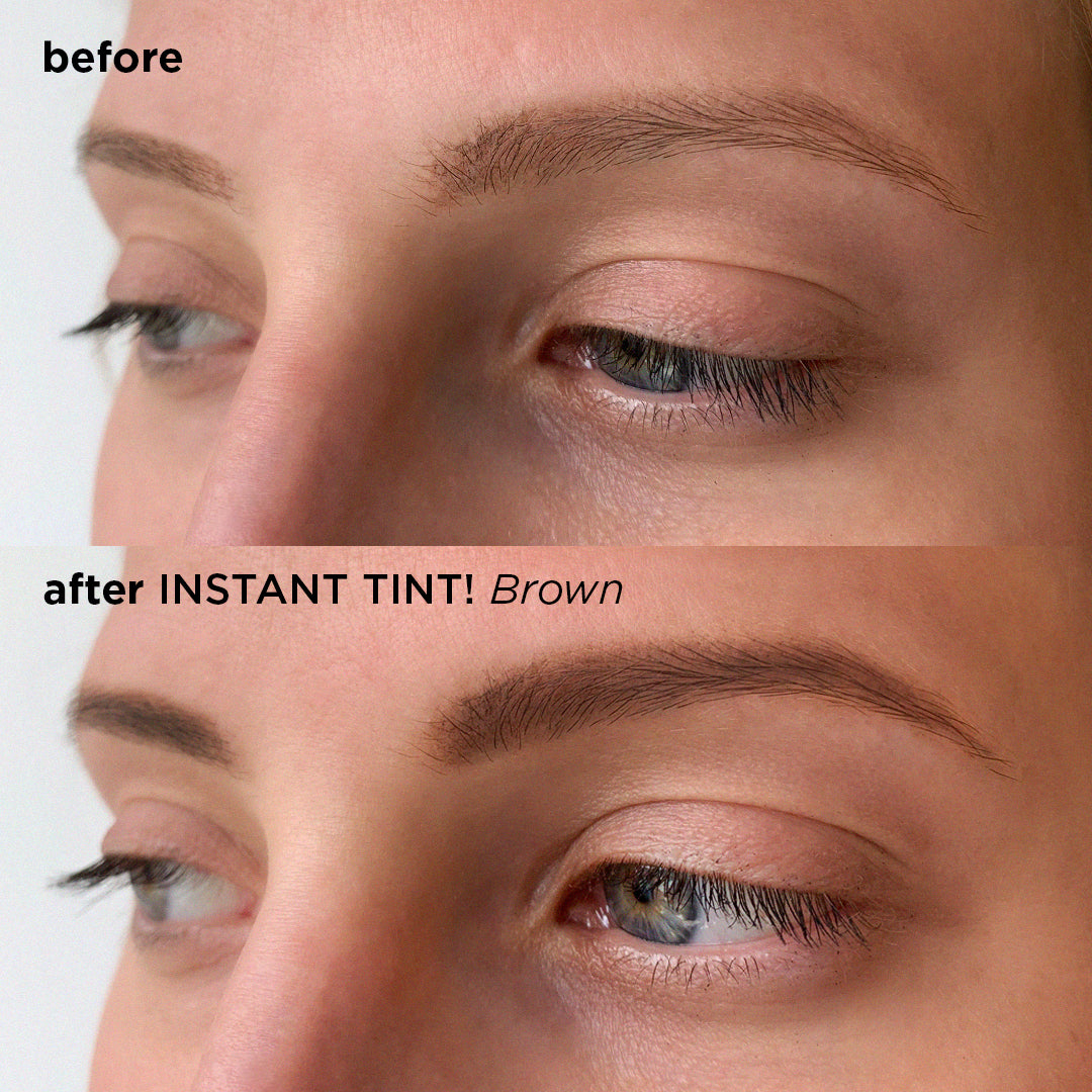 Instant Tint before and after effect of brown eyebrow tint delicate brow tint