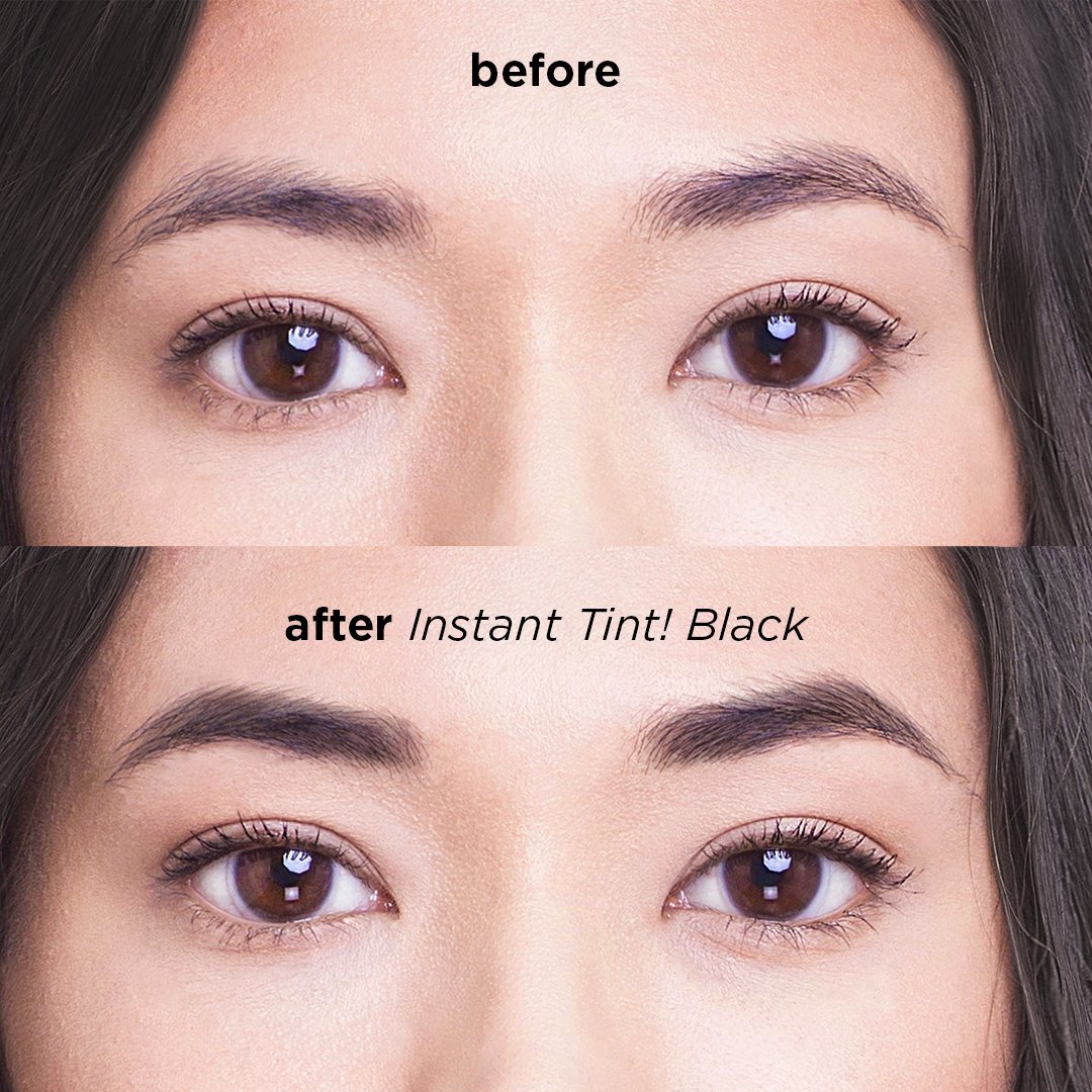 Instant Tint for eyebrow tinting in black color easy and quick application comparison 