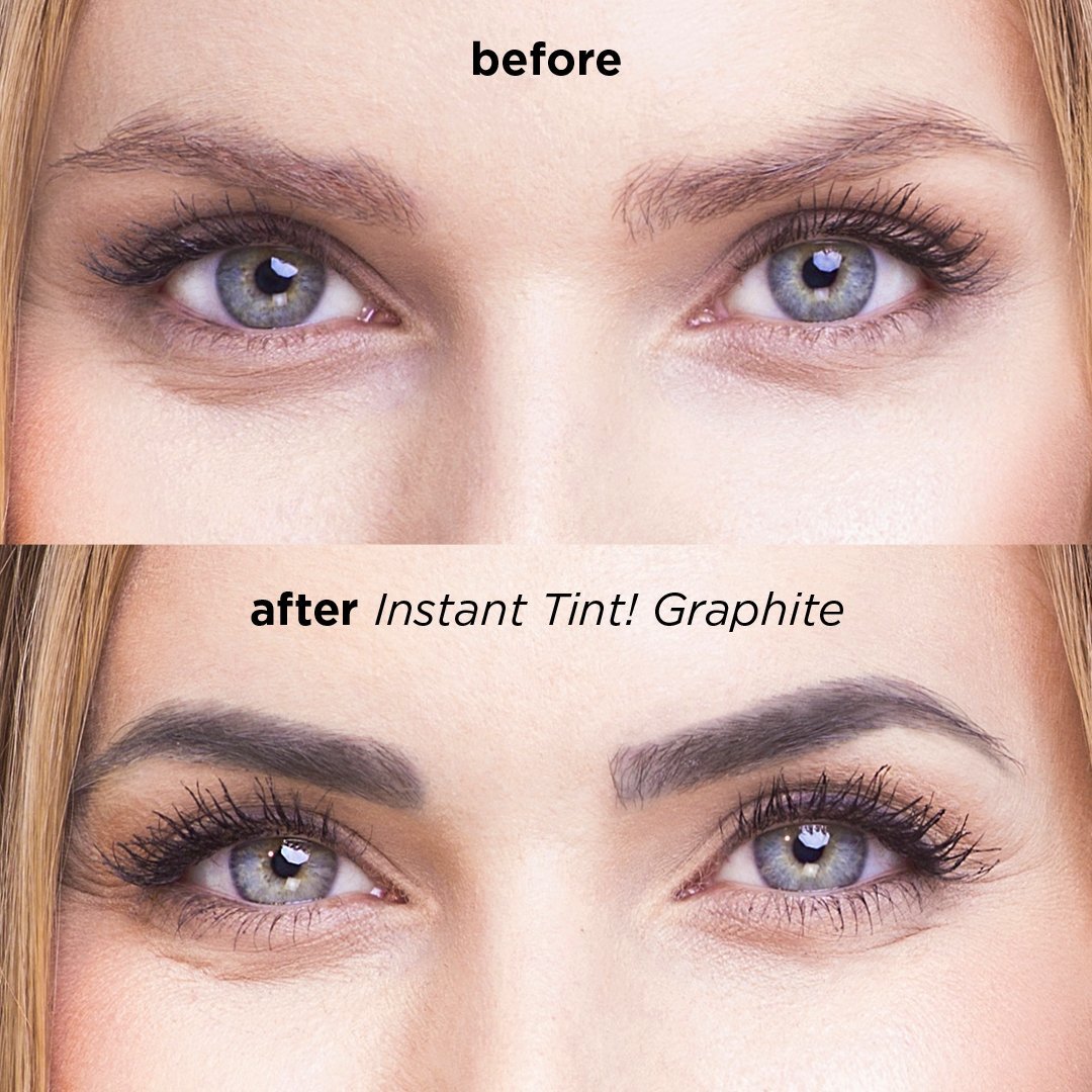 Instant tint for eyebrow tinting no mixing in graphite color before and after bolder brows