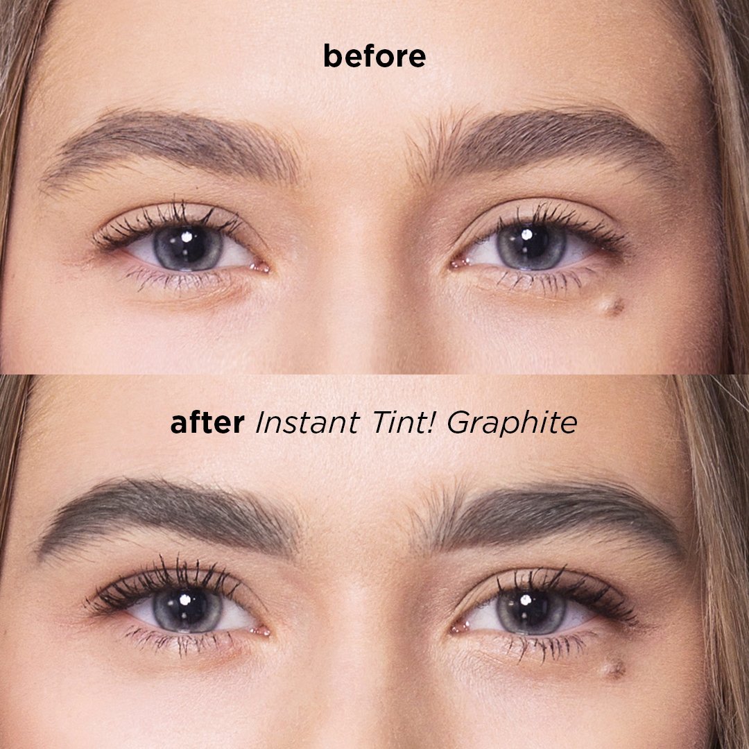Instant Tint! for eyebrow tinting in graphite color easy and quick application no mixing natural effect before and after